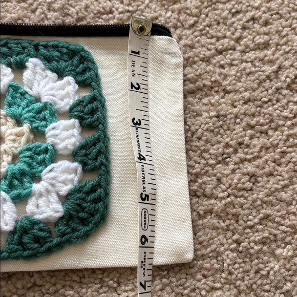 Handcrafted Crochet Cosmetic Bag - Pink, Green, and Cream - Picture 4 of 4